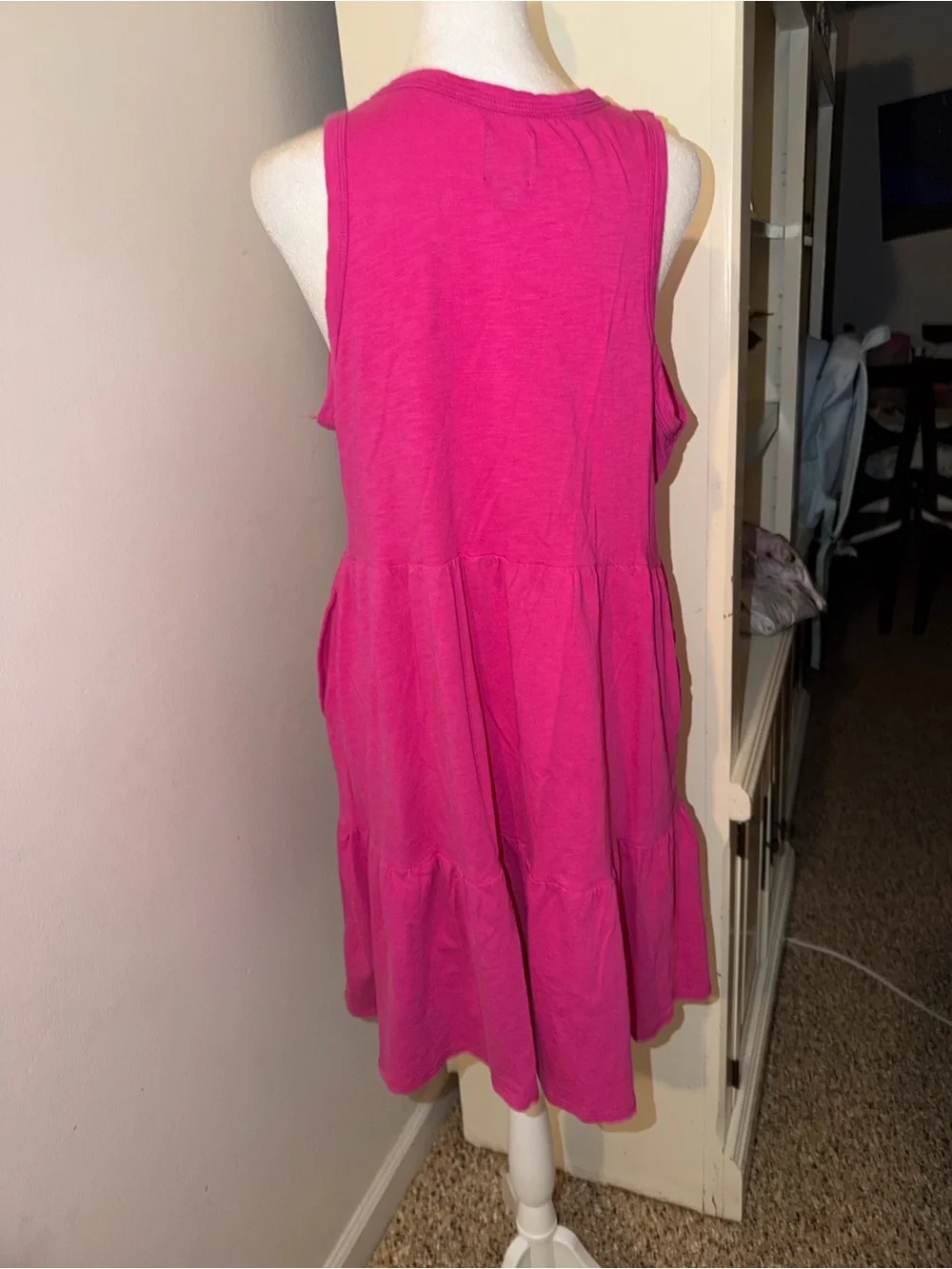GAP Girls' Bright Pink Tiered Tank Dress